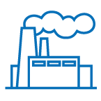 manufacturing plant blue icon